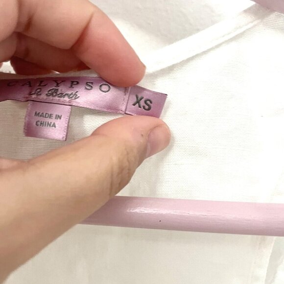 Calypso St.Barth 100% Linen Beach Dress / Swim Cover In White Size XS - Picture 3 of 6